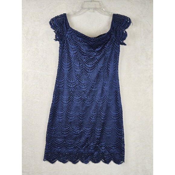 Lilly Pulitzer Women's Lace Overlay Mini Dress Navy Size XS - Picture 4 of 4